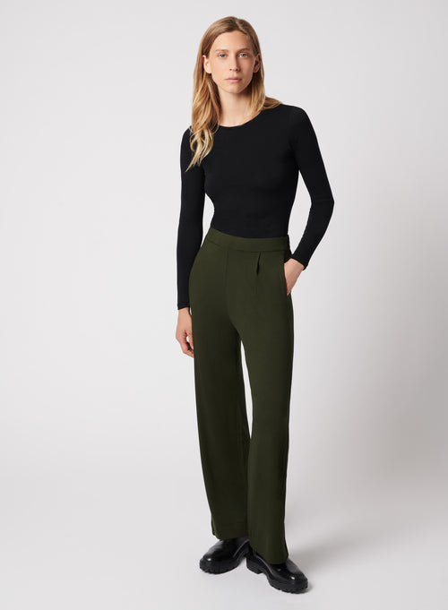 Green viscose/elastane trousers - MAJESTIC FILATURES