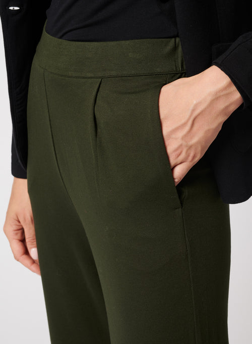 Green viscose/elastane trousers - MAJESTIC FILATURES