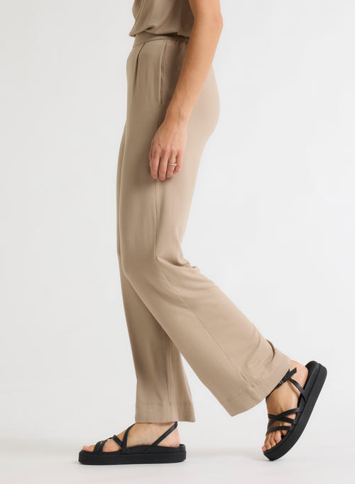 Pantalon Beige en Viscose / Élasthanne - MAJESTIC FILATURES