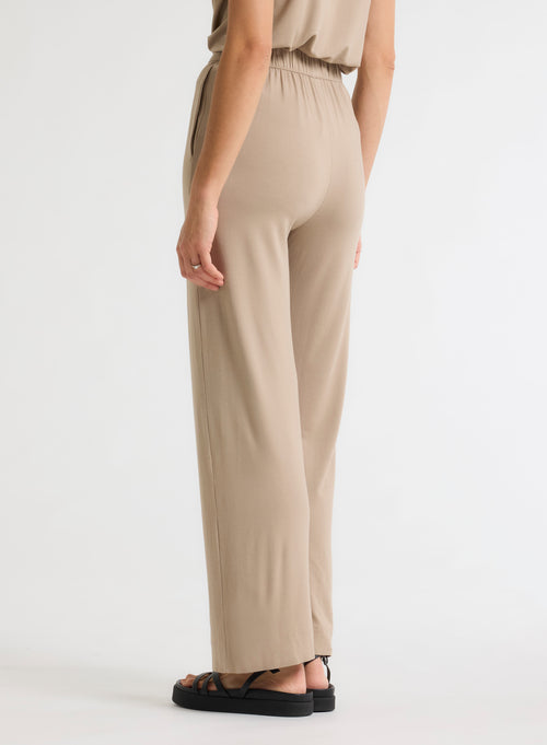 Pantalon Beige en Viscose / Élasthanne - MAJESTIC FILATURES