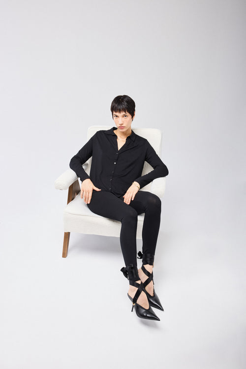 Schwarze Leggings aus Viskose und Elasthan - MAJESTIC FILATURES