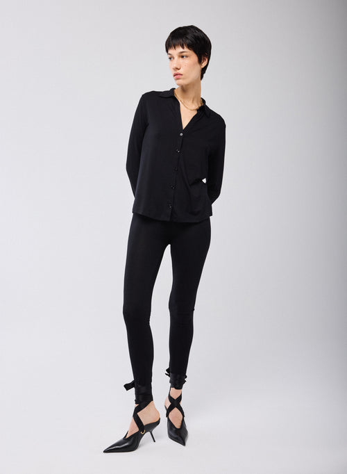 Schwarze Leggings aus Viskose und Elasthan - MAJESTIC FILATURES