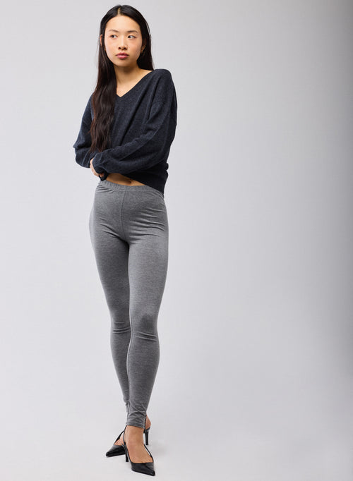 Grey viscose / elastane leggings - MAJESTIC FILATURES