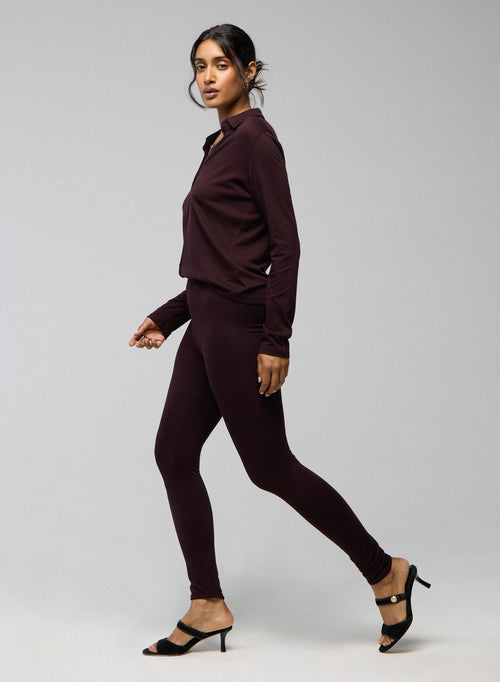 Pantalon Aubergine en Viscose / Elasthanne - MAJESTIC FILATURES