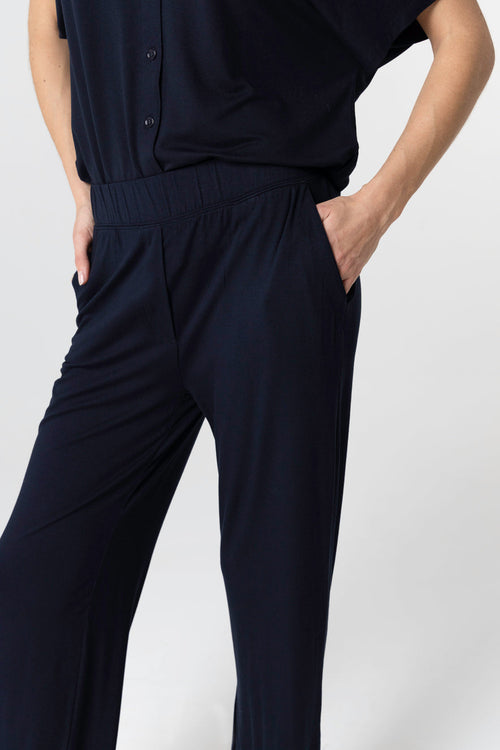 Pantalon Marine en Viscose / Elasthanne - MAJESTIC FILATURES