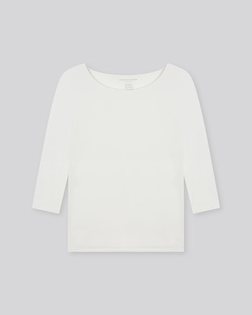 White boat neck T-shirt in Viscose and Elastane - MAJESTIC FILATURES