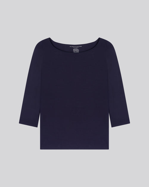 T-shirt Marine Adèle Col Bateau en Viscose / Élasthanne - MAJESTIC FILATURES