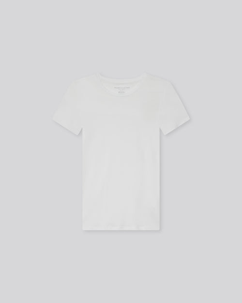 T-shirt Blanc Col Rond Manches Courtes en Viscose et Élasthanne - MAJESTIC FILATURES