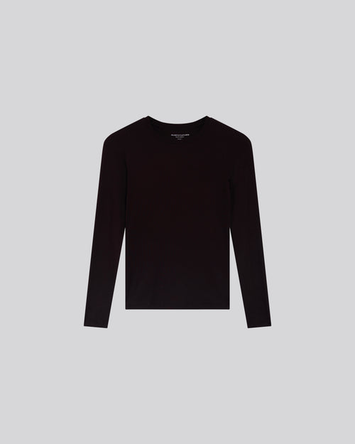 Purple T shirt Crew Neck Long Sleeves Viscose Elastane   - MAJESTIC FILATURES