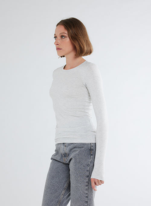 Grey Ally Round Neck T-shirt in Viscose and Elastane - MAJESTIC FILATURES