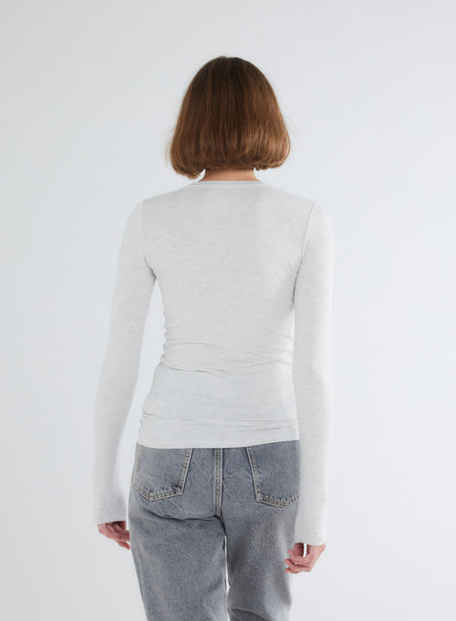 Grey Ally Round Neck T-shirt in Viscose and Elastane - MAJESTIC FILATURES