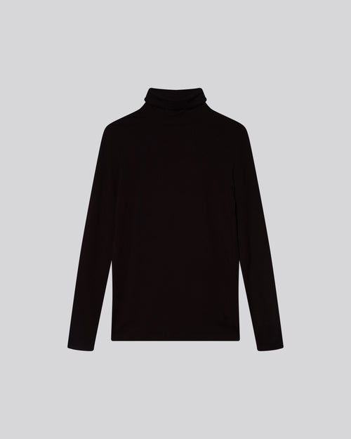 Purple T shirt Turtleneck Long Sleeves Viscose Elastane   - MAJESTIC FILATURES