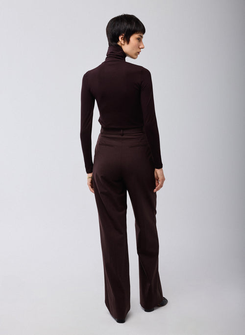 Purple T shirt Turtleneck Long Sleeves Viscose Elastane   - MAJESTIC FILATURES