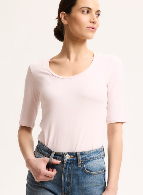 Pink Polo Collar Short Sleeve Polo Shirt - MAJESTIC FILATURES