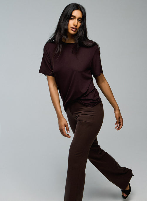 Camiseta berenjena cuello redondo manga corta viscosa / elastano - MAJESTIC FILATURES