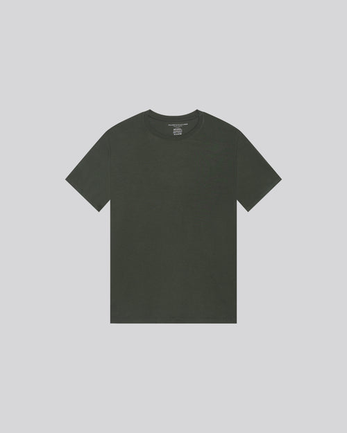 Grünes Kurzarm-T-Shirt aus Viskose / Elasthan mit Rundhalsausschnitt - MAJESTIC FILATURES