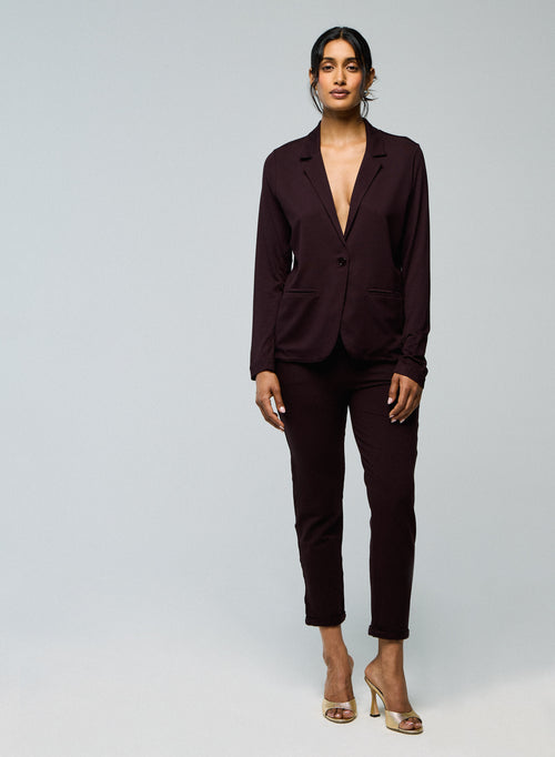 Veste Aubergine Manches Longues en Viscose / Elasthanne - MAJESTIC FILATURES