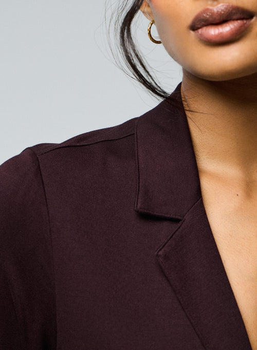 Veste Aubergine Manches Longues en Viscose / Elasthanne - MAJESTIC FILATURES