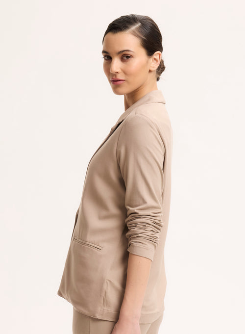 Veste Beige Col Veste Manches Longues - MAJESTIC FILATURES