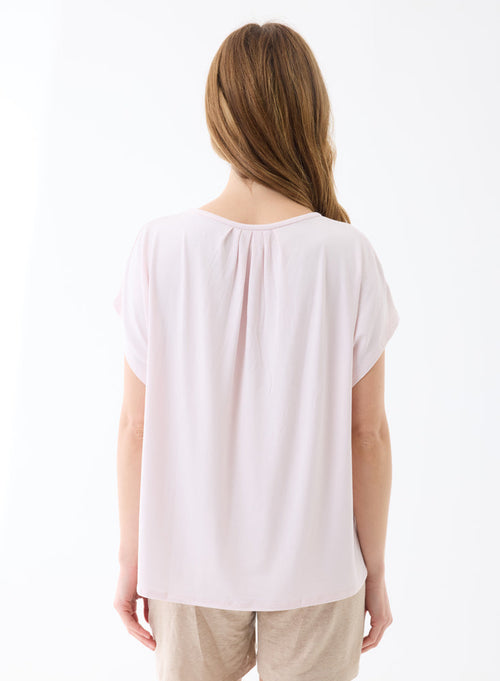 Petal Sleeve V-Neck T-Shirt - MAJESTIC FILATURES