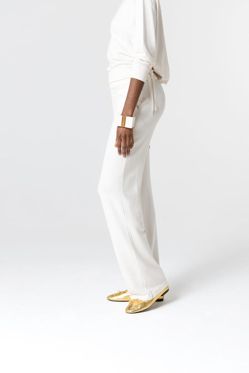 Pantalon Blanc en Viscose / Elasthanne - MAJESTIC FILATURES