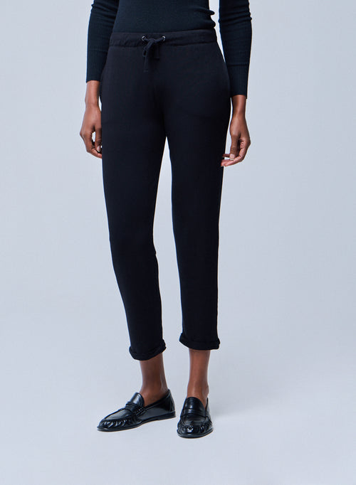 Black Daphne cuffed hem pants in Viscose / Elastane  - MAJESTIC FILATURES