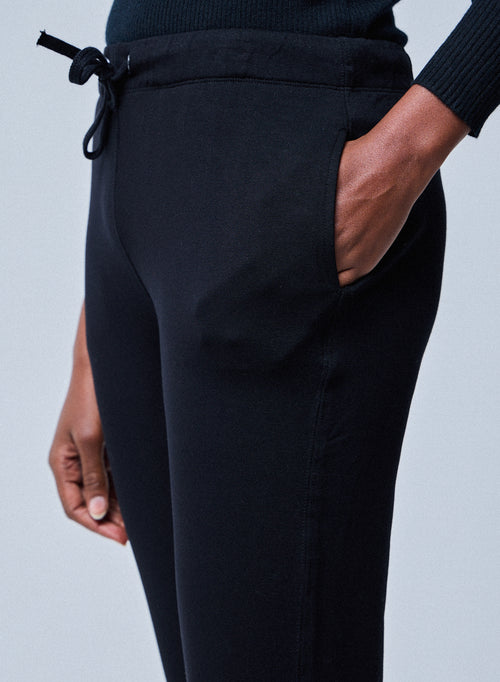 Black Daphne cuffed hem pants in Viscose / Elastane  - MAJESTIC FILATURES