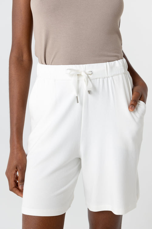 Cream Viscose / Elastane Shorts - MAJESTIC FILATURES