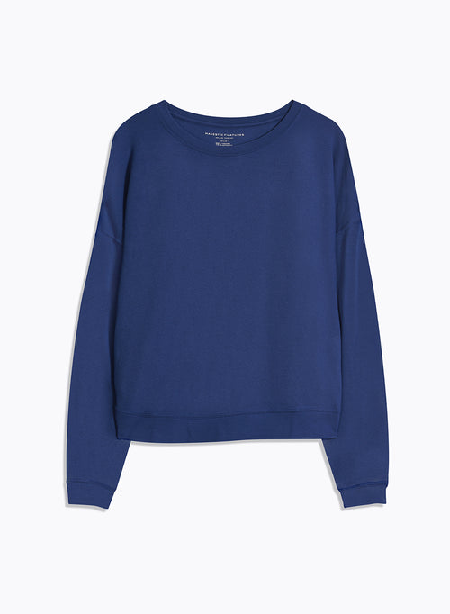 Sweatshirt blau Rundhalsausschnitt Langarm - MAJESTIC FILATURES