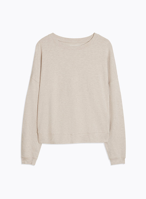 Beige Long Sleeve Round Neck Sweat Top - MAJESTIC FILATURES