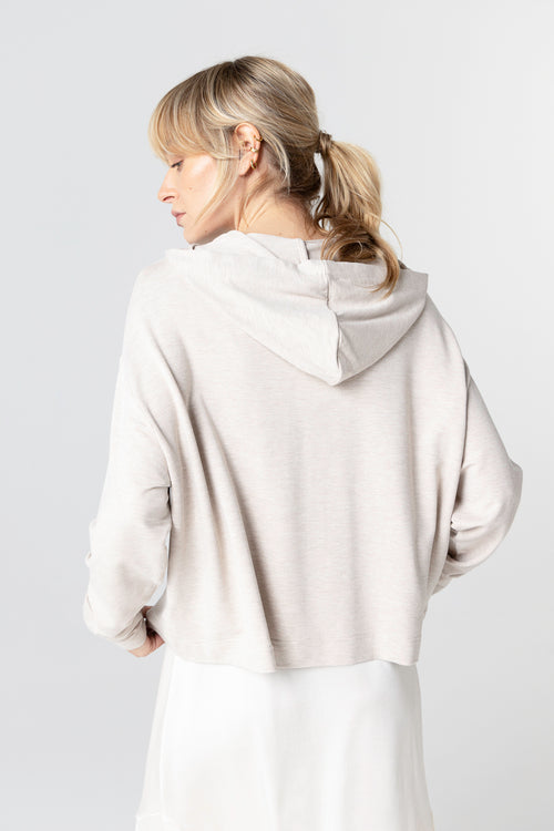 Sweat Beige Col Rond Manches Longues en Viscose / Elasthanne - MAJESTIC FILATURES
