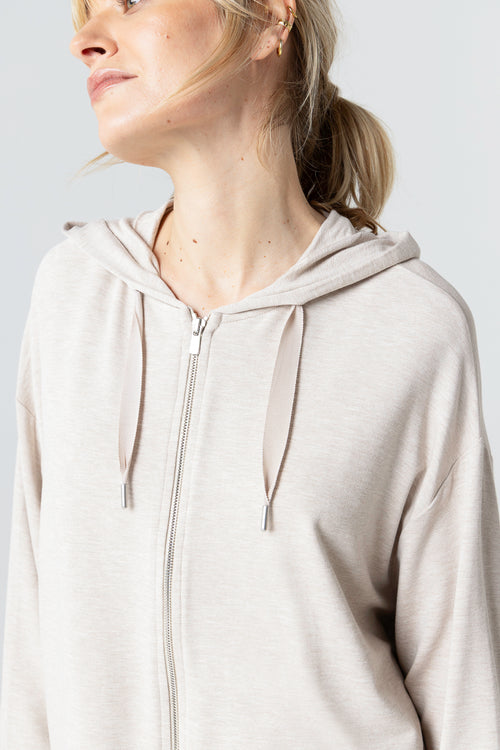 Sweat Beige Col Rond Manches Longues en Viscose / Elasthanne - MAJESTIC FILATURES