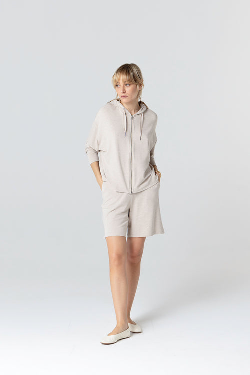 Sweat Beige Col Rond Manches Longues en Viscose / Elasthanne - MAJESTIC FILATURES