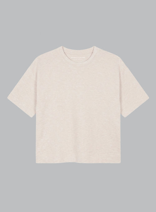 Sweat Beige Col Rond Manches Courtes en Viscose / Elasthanne - MAJESTIC FILATURES