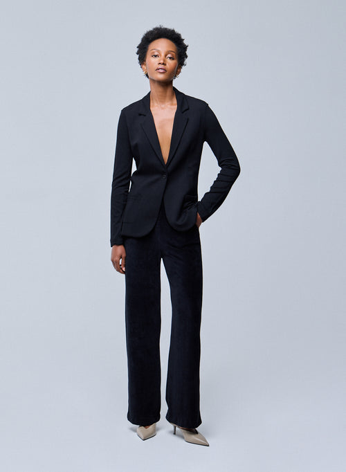 Diane 1-button Viscose Black Jacket - MAJESTIC FILATURES