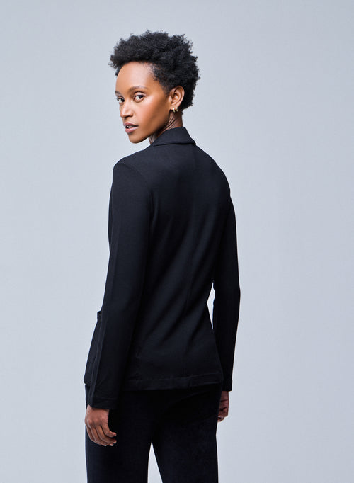 Diane 1-button Viscose Black Jacket - MAJESTIC FILATURES