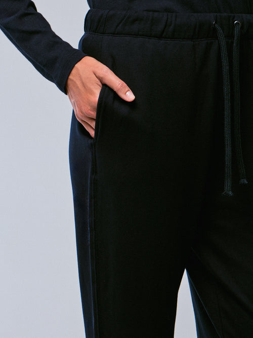 Pantalón azul marino con bolsillos de viscosa y elastano - MAJESTIC FILATURES