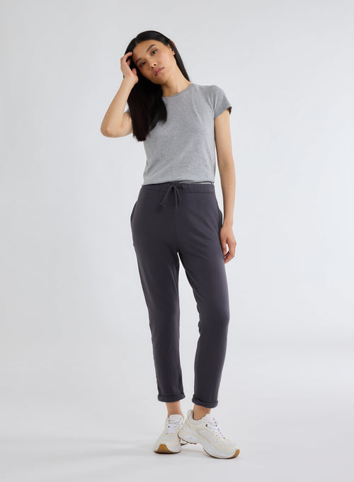 Grey pants in Viscose and Elastane fleece - MAJESTIC FILATURES