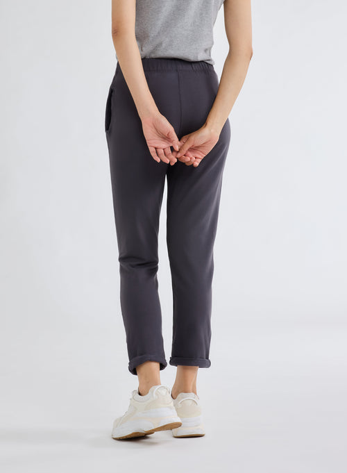 Grey pants in Viscose and Elastane fleece - MAJESTIC FILATURES