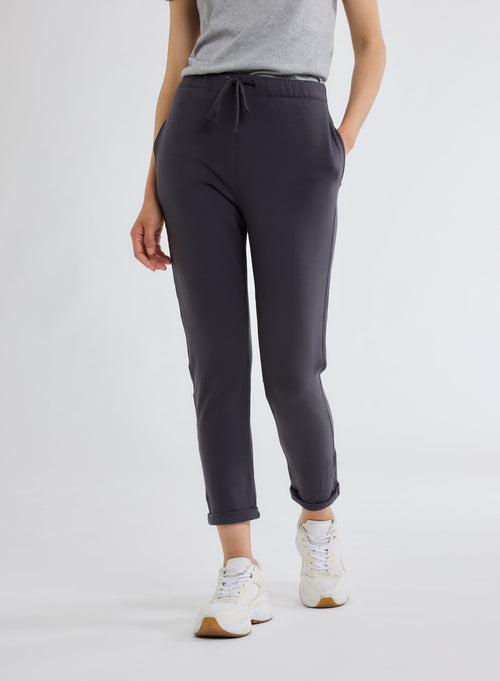 Grey pants in Viscose and Elastane fleece - MAJESTIC FILATURES