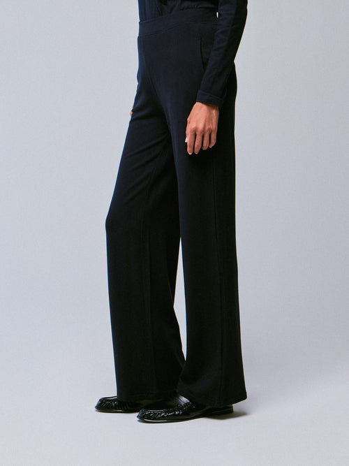 Marineblaue Hose aus Viskose / Elasthan - MAJESTIC FILATURES