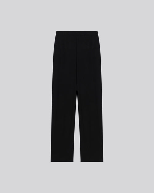 Pantalón recto negro con cintura elástica de viscosa y elastano - MAJESTIC FILATURES
