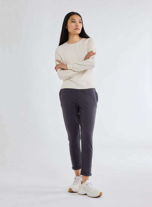 White Boat Neck Long Sleeve T-shirt in Viscose and Elastane - MAJESTIC FILATURES