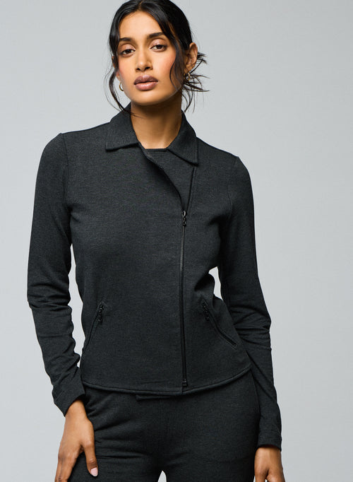 Graue Jacke Langärmelige Jacke aus Viskose / Elasthan - MAJESTIC FILATURES