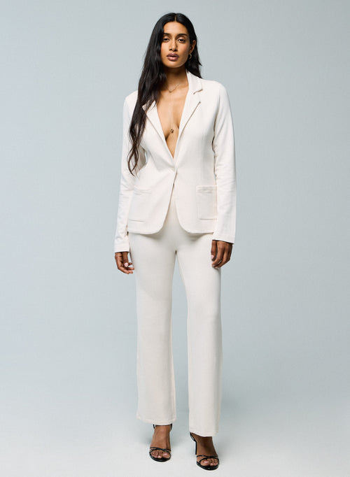 Veste Blanc Manches Longues en Viscose / Elasthanne - MAJESTIC FILATURES