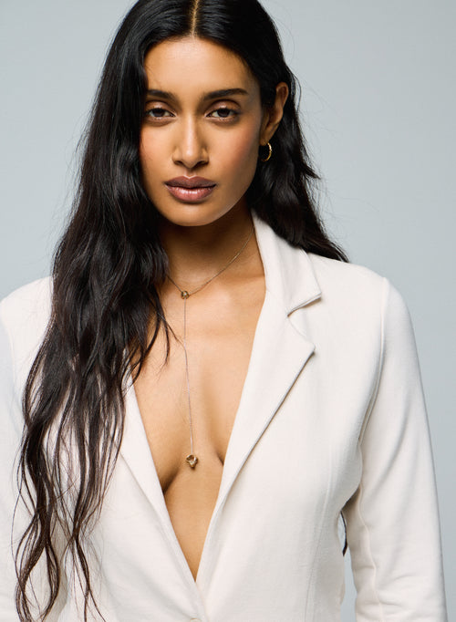 Veste Blanc Manches Longues en Viscose / Elasthanne - MAJESTIC FILATURES