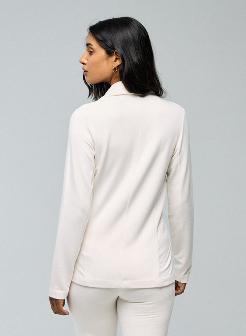 Veste Blanc Manches Longues en Viscose / Elasthanne - MAJESTIC FILATURES
