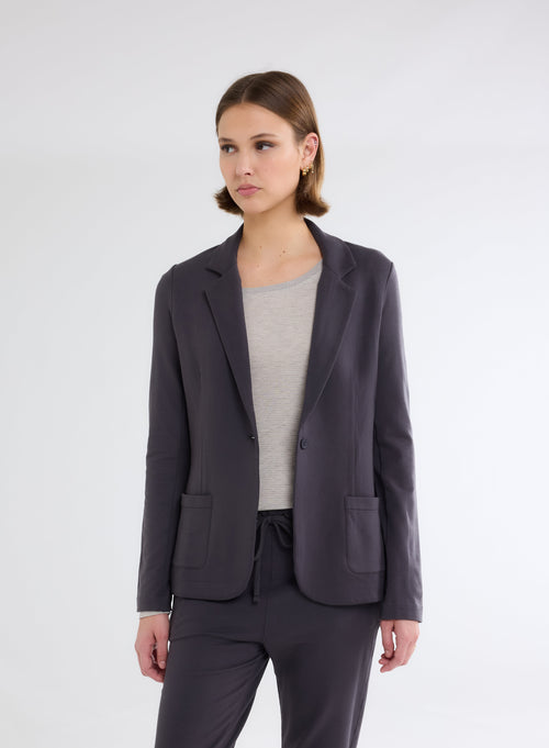 Green Long Sleeve Viscose and Elastane Jacket - MAJESTIC FILATURES