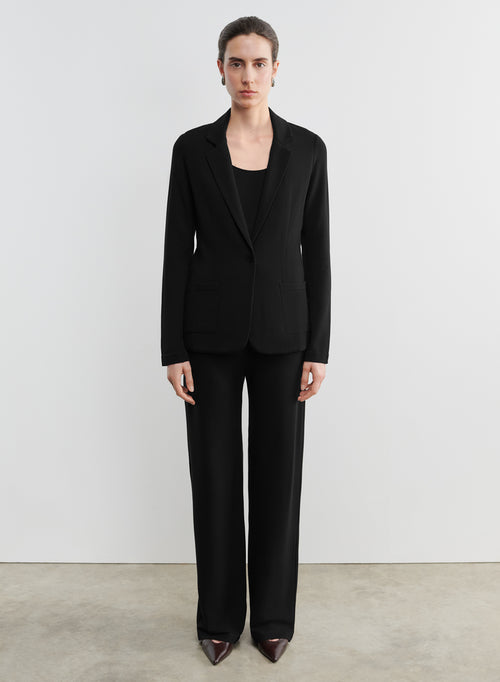 Black Jacket Long Sleeves in Viscose / Elastane - MAJESTIC FILATURES