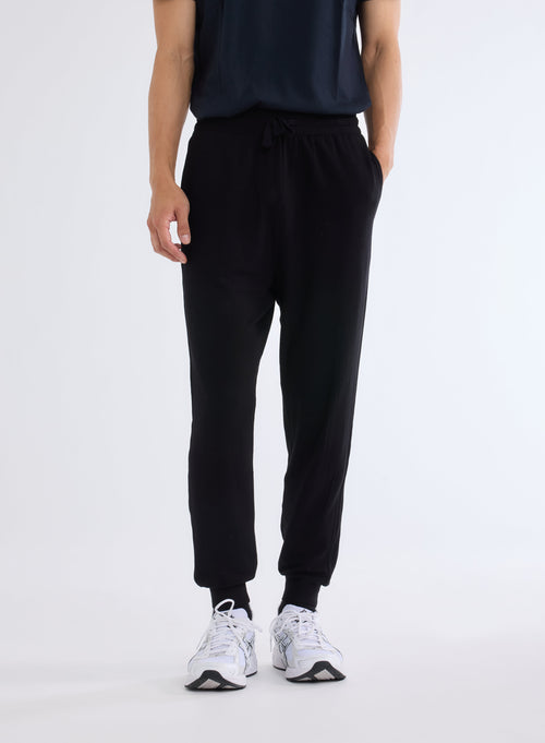 Pantalon Noir en Viscose et Élasthanne - MAJESTIC FILATURES